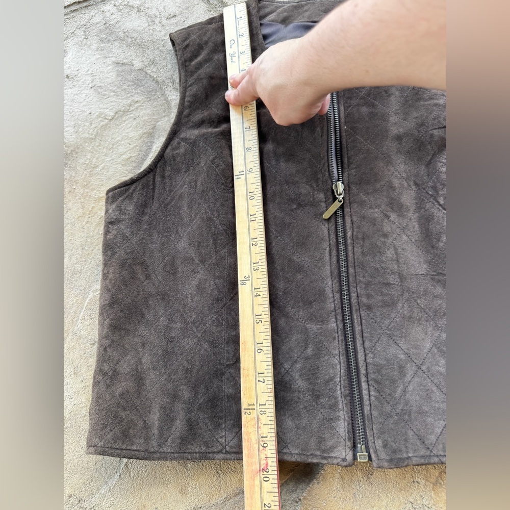 Harold’s Vintage Genuine Suede Leather Vest Brown Zip Western Boho Womens L - Picture 10 of 13